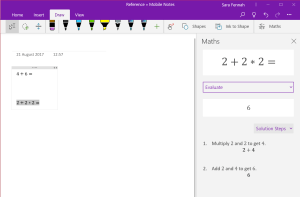 Solving an equation in OneNote