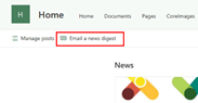 To illustrate the location of the link to create a digest this image show the all news posts page with the email a news digest link highlighted