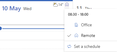 Screenshot of changing the location.  A home location is shown selected top open the option to change the location