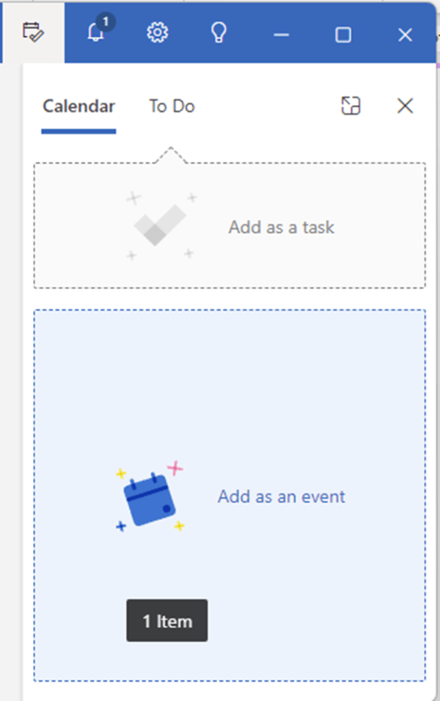 Screenshot of the my day pane, showing the activation button selected and the calendar option underlined.